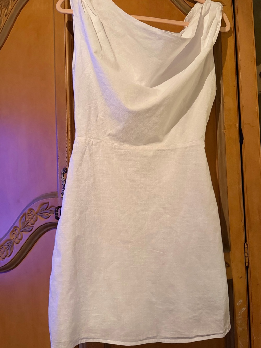White Cowl Neck 100% cotton Dress